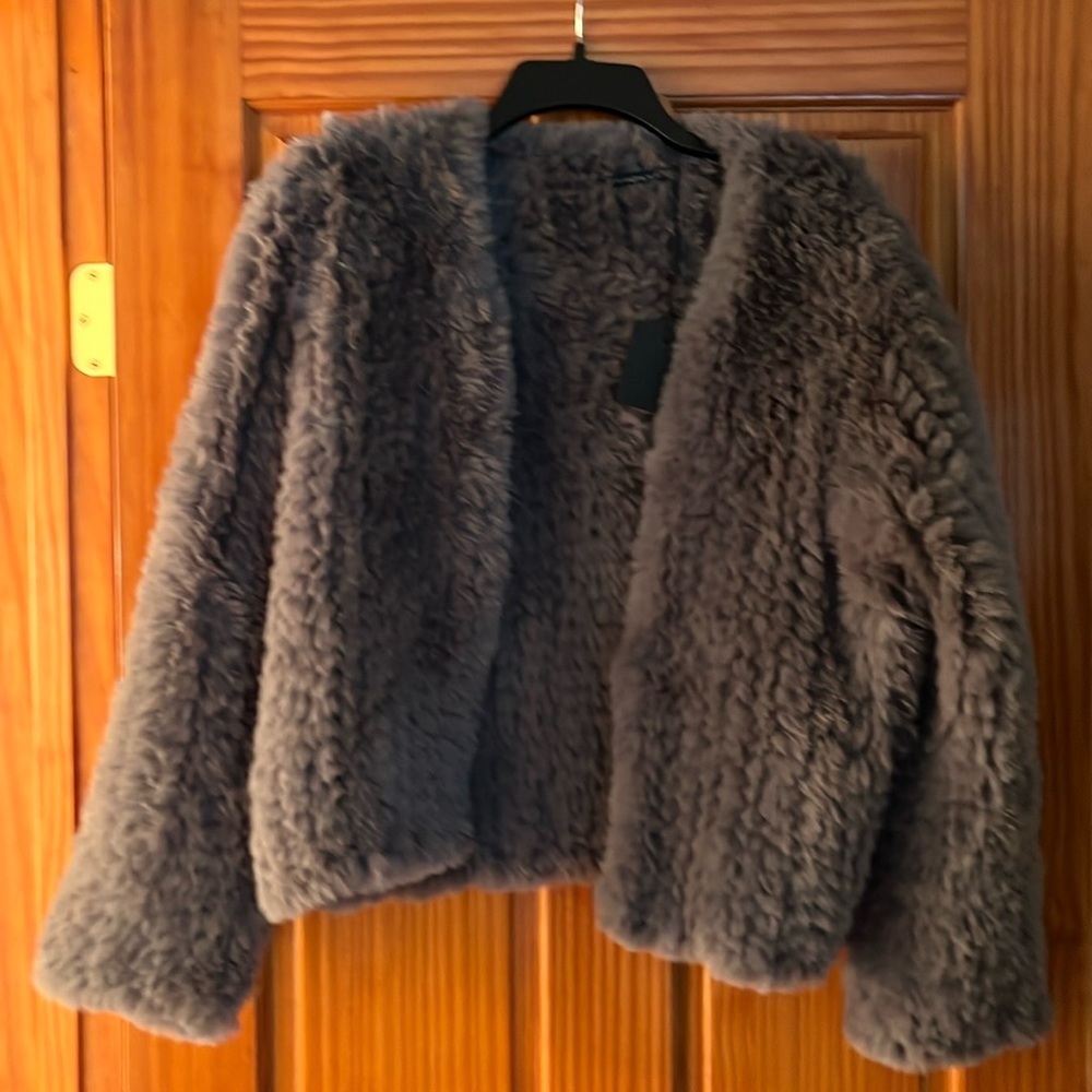 NWT grey faux fur jacket.